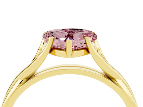 Yellow gold Heart Cut Morganite Solitaire Twist Band Prong Setting Ring_40