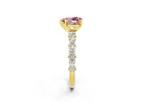 Yellow gold Heart Cut Morganite Solitaire with Side Stones, Pave Band, Four-Prong Setting_38