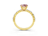 Yellow gold Heart Cut Morganite Solitaire with Side Stones, Pave Band, Four-Prong Setting_39