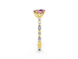 Yellow gold Heart Cut Morganite Solitaire with Side Stones on a Pavé Band and Four-Prong Setting_2