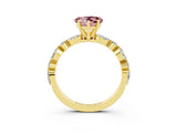 Yellow gold Heart Cut Morganite Solitaire with Side Stones on a Pavé Band and Four-Prong Setting_3