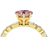 Yellow gold Heart Cut Morganite Solitaire with Side Stones on a Pavé Band and Four-Prong Setting_4