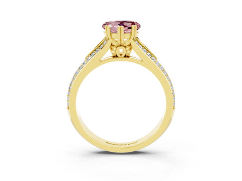 Yellow gold Heart Cut Morganite Split Shank Engagement Ring with Pavé Band_3