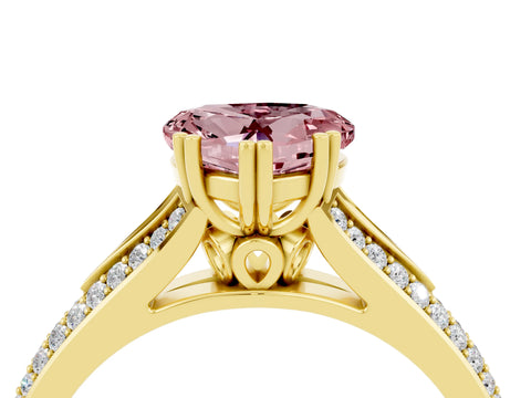 Yellow gold Heart Cut Morganite Split Shank Engagement Ring with Pavé Band_4