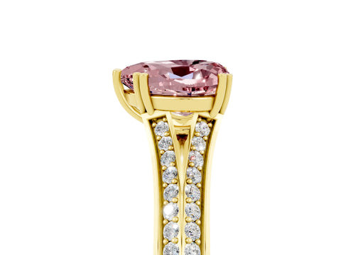 Yellow gold Heart Cut Morganite Split Shank Engagement Ring with Pavé Band_5