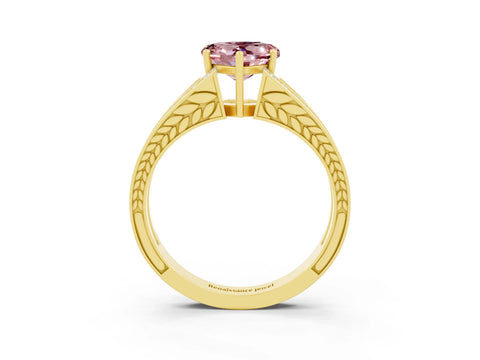Yellow gold Heart Cut Morganite Split Shank Ring with Pavé Band and Four-Prong Setting_3