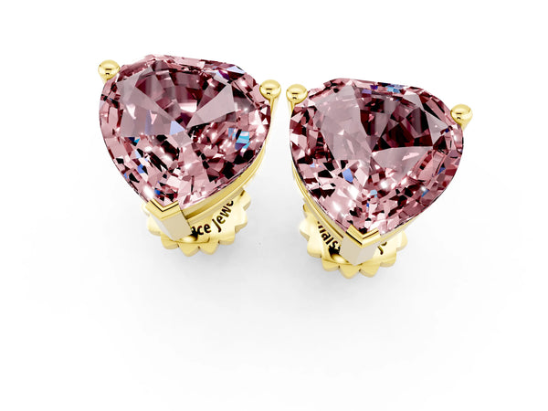 Yellow gold Heart Cut Morganite Stud Earrings