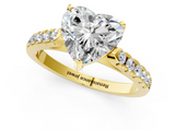 Yellow gold Heart Cut Pavé Band Solitaire Ring with Four-Prong Setting_140