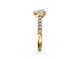 Yellow gold Heart Cut Pavé Band Solitaire Ring with Four-Prong Setting_141
