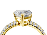 Yellow gold Heart Cut Pave Diamond Engagement Ring with Channel Set Band and Four-Prong Setting_24