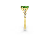 Yellow gold Heart Cut Peridot Cluster Side Stone Solitaire Ring with Prong Setting_26