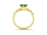 Yellow gold Heart Cut Peridot Cluster Side Stone Solitaire Ring with Prong Setting_27