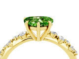 Yellow gold Heart Cut Peridot Cluster Side Stone Solitaire Ring with Prong Setting_28