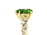 Yellow gold Heart Cut Peridot Cluster Side Stone Solitaire Ring with Prong Setting_29