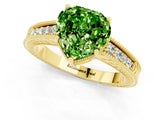 Yellow gold Heart Cut Peridot Engagement Ring with Milgrain Channel Set Band and Prong Setting_1