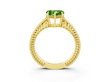 Yellow gold Heart Cut Peridot Engagement Ring with Milgrain Channel Set Band and Prong Setting_3