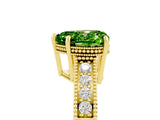 Yellow gold Heart Cut Peridot Engagement Ring with Milgrain Channel Set Band and Prong Setting_5