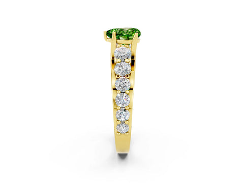 Yellow gold Heart Cut Peridot Engagement Ring with Pavé Band and Four-Prong Setting_2