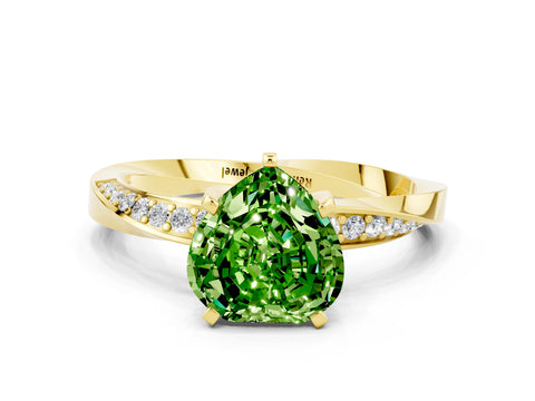 Yellow gold Heart Cut Peridot Engagement Ring with Side Stone Accents and Four-Prong Setting_24