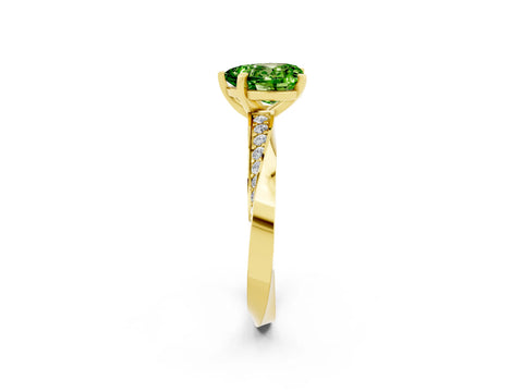 Yellow gold Heart Cut Peridot Engagement Ring with Side Stone Accents and Four-Prong Setting_26