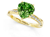Yellow gold Heart Cut Peridot Engagement Ring with Side Stone Accents and Four-Prong Setting_61