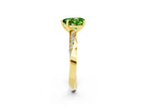 Yellow gold Heart Cut Peridot Engagement Ring with Side Stone Accents and Four-Prong Setting_62