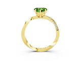 Yellow gold Heart Cut Peridot Engagement Ring with Side Stone Accents and Four-Prong Setting_63