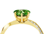Yellow gold Heart Cut Peridot Engagement Ring with Side Stone Accents and Four-Prong Setting_64