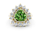 Yellow gold Heart Cut Peridot Floral Double Halo Engagement Ring with Prong Setting_48