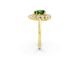 Yellow gold Heart Cut Peridot Floral Double Halo Engagement Ring with Prong Setting_50