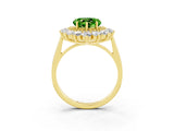 Yellow gold Heart Cut Peridot Floral Double Halo Engagement Ring with Prong Setting_51