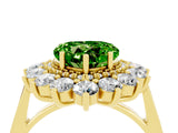 Yellow gold Heart Cut Peridot Floral Double Halo Engagement Ring with Prong Setting_52