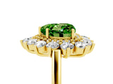 Yellow gold Heart Cut Peridot Floral Double Halo Engagement Ring with Prong Setting_53
