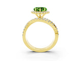 Yellow gold Heart Cut Peridot Halo Ring with Round Split Shank and Prong Setting_51