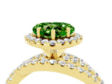 Yellow gold Heart Cut Peridot Halo Ring with Round Split Shank and Prong Setting_52