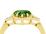 Yellow gold Heart Cut Peridot Halo Ring with Tapered Band and Four-Prong Setting_4