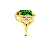 Yellow gold Heart Cut Peridot Halo Ring with Tapered Band and Four-Prong Setting_5