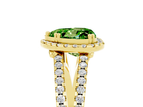 Yellow gold Heart Cut Peridot Halo Split Shank Engagement Ring_17