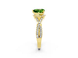 Yellow gold Heart Cut Peridot  Halo Twist Band Solitaire Prong Setting Ring_26
