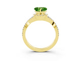 Yellow gold Heart Cut Peridot  Halo Twist Band Solitaire Prong Setting Ring_27