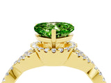Yellow gold Heart Cut Peridot  Halo Twist Band Solitaire Prong Setting Ring_28