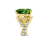 Yellow gold Heart Cut Peridot  Halo Twist Band Solitaire Prong Setting Ring_29
