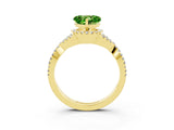 Yellow gold Heart Cut Peridot Halo Twist Band Solitaire Prong Setting Ring_3