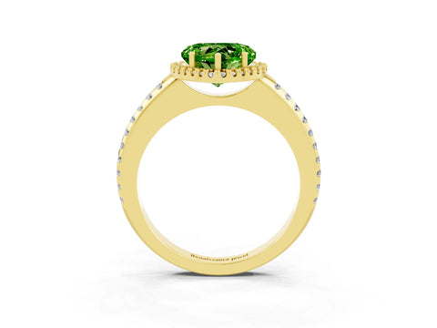 Yellow gold Heart Cut Peridot Pavé Halo Ring with Four-Prong Setting_15