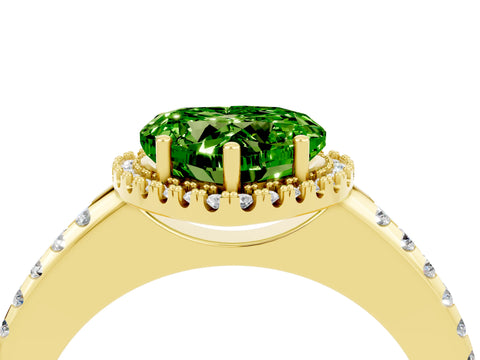 Yellow gold Heart Cut Peridot Pavé Halo Ring with Four-Prong Setting_16