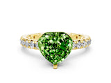 Yellow gold Heart Cut Peridot Pavé Solitaire Ring with Round Band and Prong Setting_24