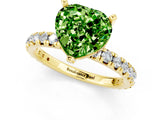 Yellow gold Heart Cut Peridot Pavé Solitaire Ring with Round Band and Prong Setting_25