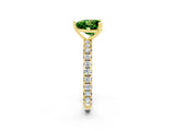 Yellow gold Heart Cut Peridot Pavé Solitaire Ring with Round Band and Prong Setting_26