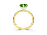 Yellow gold Heart Cut Peridot Pavé Solitaire Ring with Round Band and Prong Setting_27