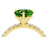 Yellow gold Heart Cut Peridot Pavé Solitaire Ring with Round Band and Prong Setting_28